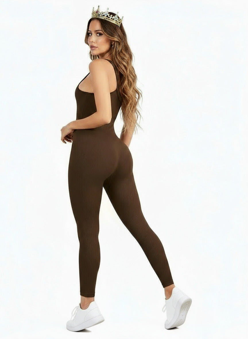 Women Yoga Jumpsuits Workout Ribbed One Shoulder One Piece Sport Jumpsuits