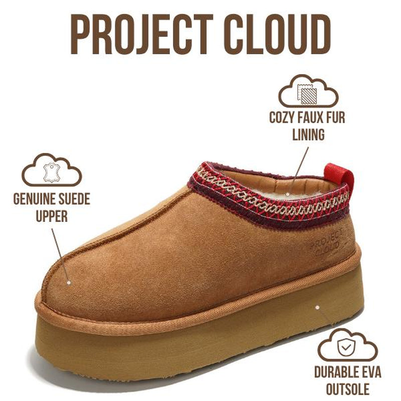 Project Cloud Sayre Women's 100% Genuine Leather Slippers - Memory Foam Comfort, Lightweight & Non-Slip Design