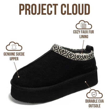 Project Cloud Sayre Women's 100% Genuine Leather Slippers - Memory Foam Comfort, Lightweight & Non-Slip Design