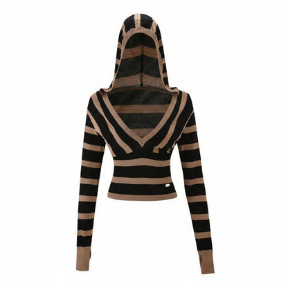 SUZI SWEATER - BLACK and TAN STRIPE