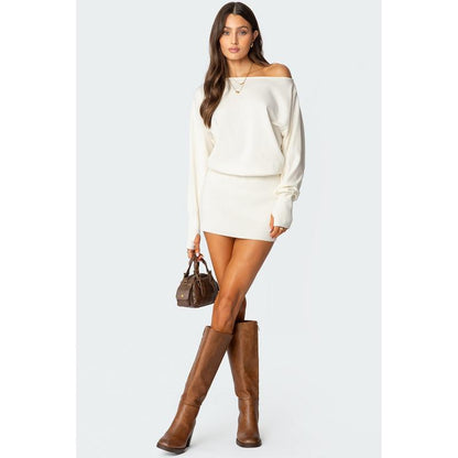 Chic Eve Off-Shoulder Knit Mini Dress - Perfect for Any Occasion!