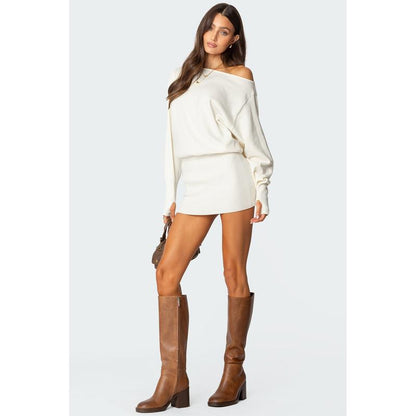 Chic Eve Off-Shoulder Knit Mini Dress - Perfect for Any Occasion!