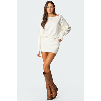 Chic Eve Off-Shoulder Knit Mini Dress - Perfect for Any Occasion!