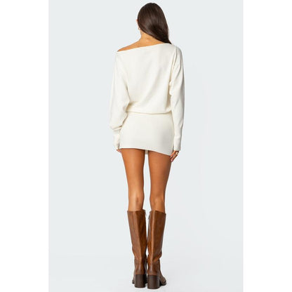 Chic Eve Off-Shoulder Knit Mini Dress - Perfect for Any Occasion!