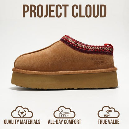 Project Cloud Sayre Women's 100% Genuine Leather Slippers - Memory Foam Comfort, Lightweight & Non-Slip Design