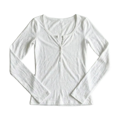 Ribbed Button Pullover