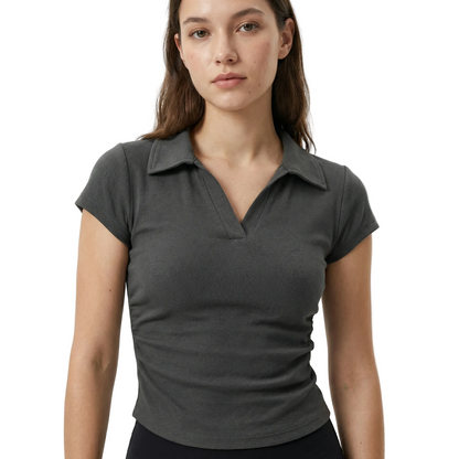 Cotton Polo Crop Top