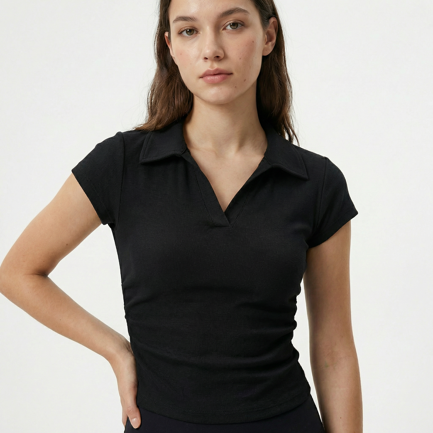 Cotton Polo Crop Top